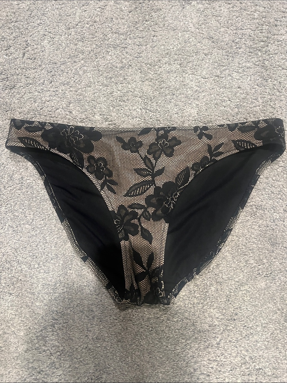 aerie Black Floral Mesh Bikini Bottoms